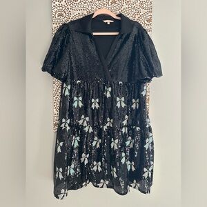 Simply Southern Black Sequin Dress with Bow Design